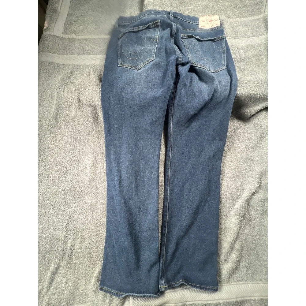True Religion Ricky Relaxed Straight‎ Jeans Dark Wash Mens Size 34x34